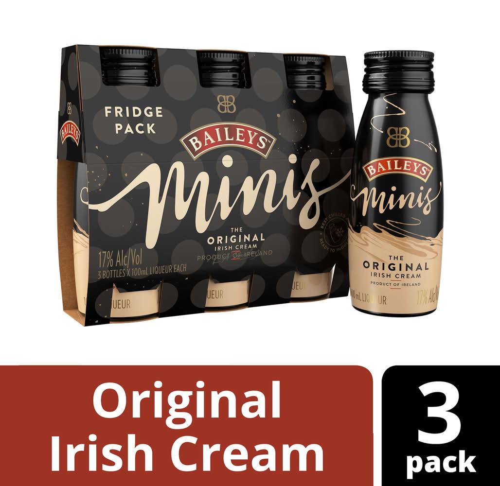 Baileys Minis Liqueur, Original Irish Cream (3 x 100 ml)