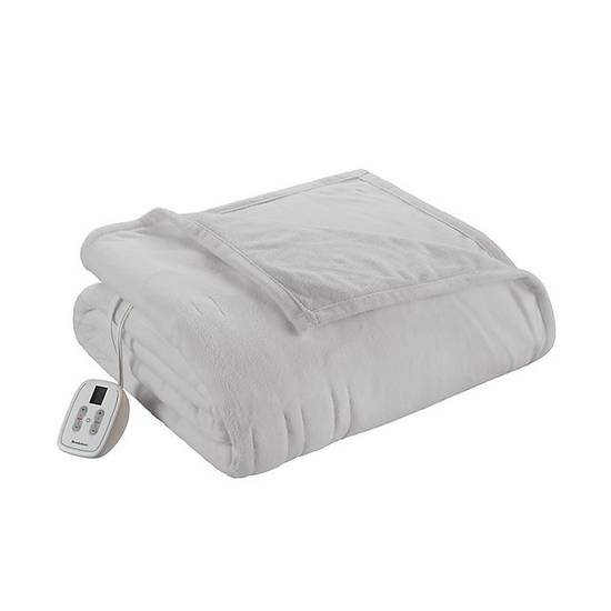 Brookstone® Heated Fleece Full  Blanket in Light Grey