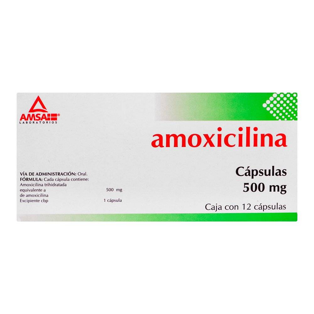 Amsa amoxicilina cápsulas 500 mg (12 piezas)