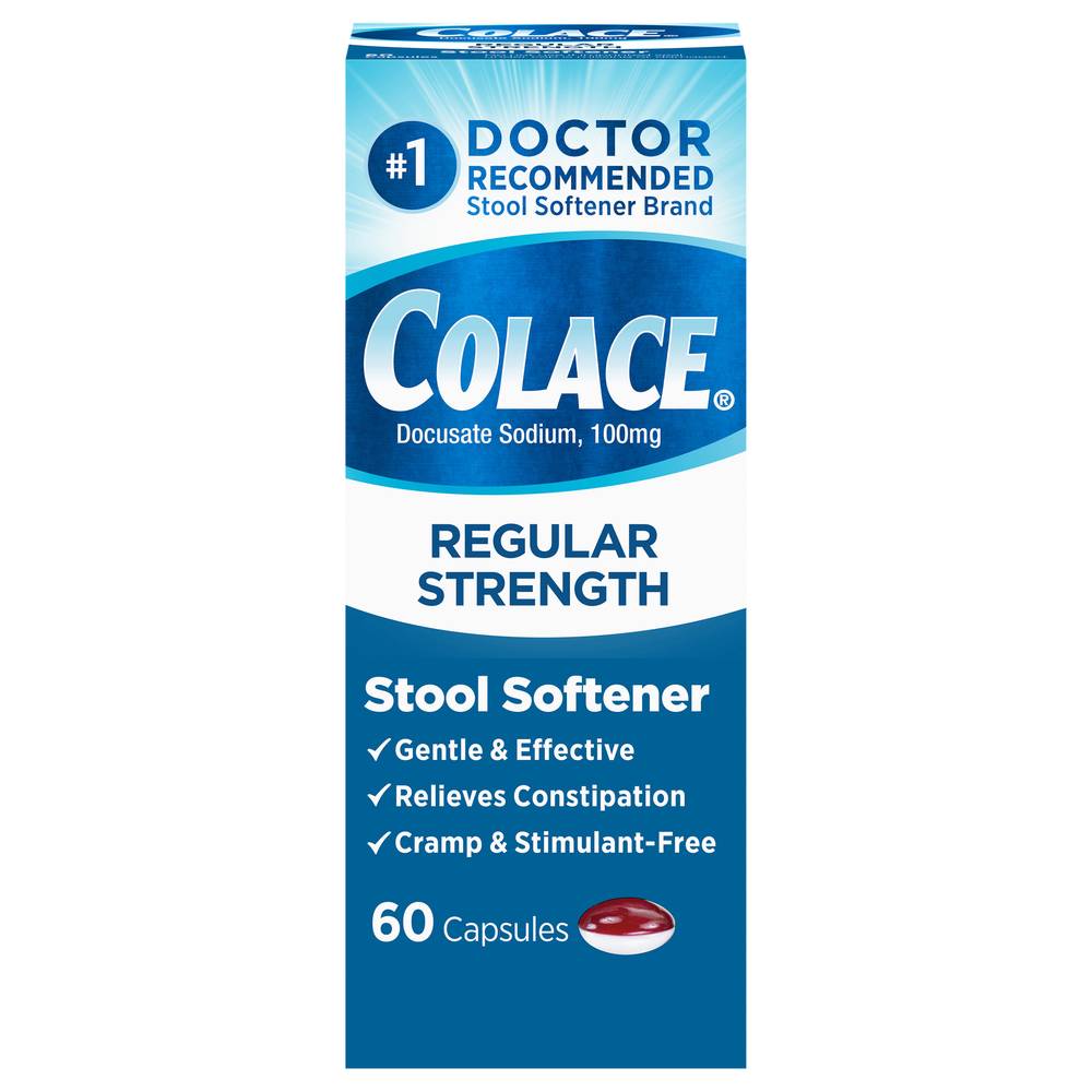 Colace Regular Strength Stool Softener Laxative (1.6 oz, 60 ct)