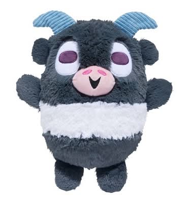 Bark Classic Fuzzy Farm Goat Dog Toy, Black-White-Blue