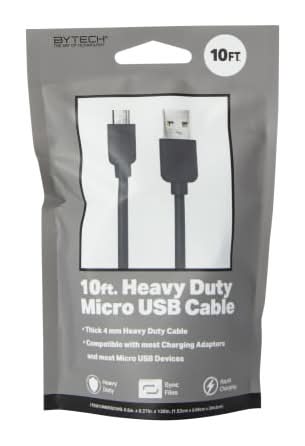 10ft Heavy Duty Micro-USB Cable Black 2