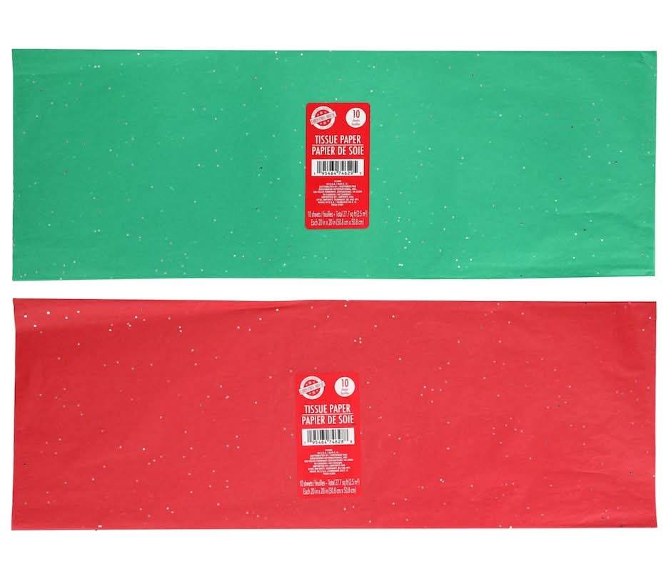 Christmas House Holiday-Themed Decorative Tissues, Green/Red (10 ct)