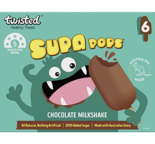 Twisted Healthy Treats Twisted Supa Pops Milk Chocolate 6 Pack
