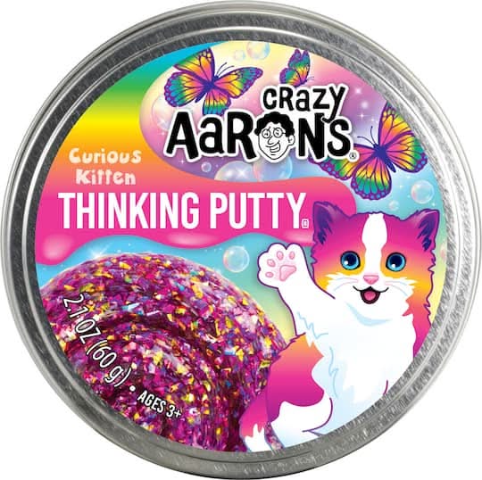 Crazy Aaron'S Curious Kitten Thinking Putty Tin