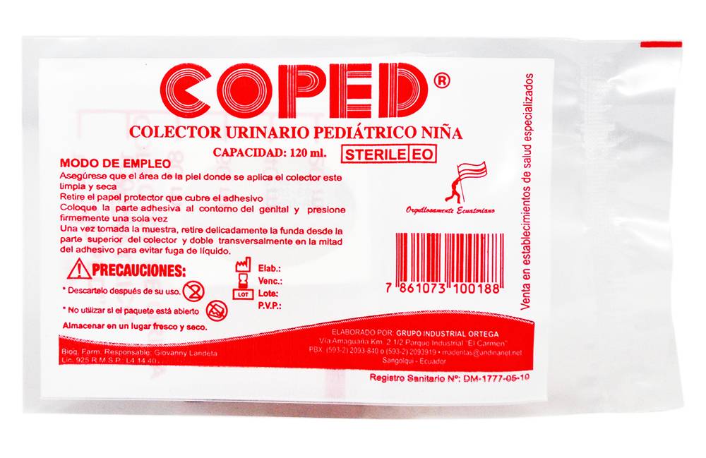 COPED RECOLECTOR URINARIO PED NINA PAQ*1
