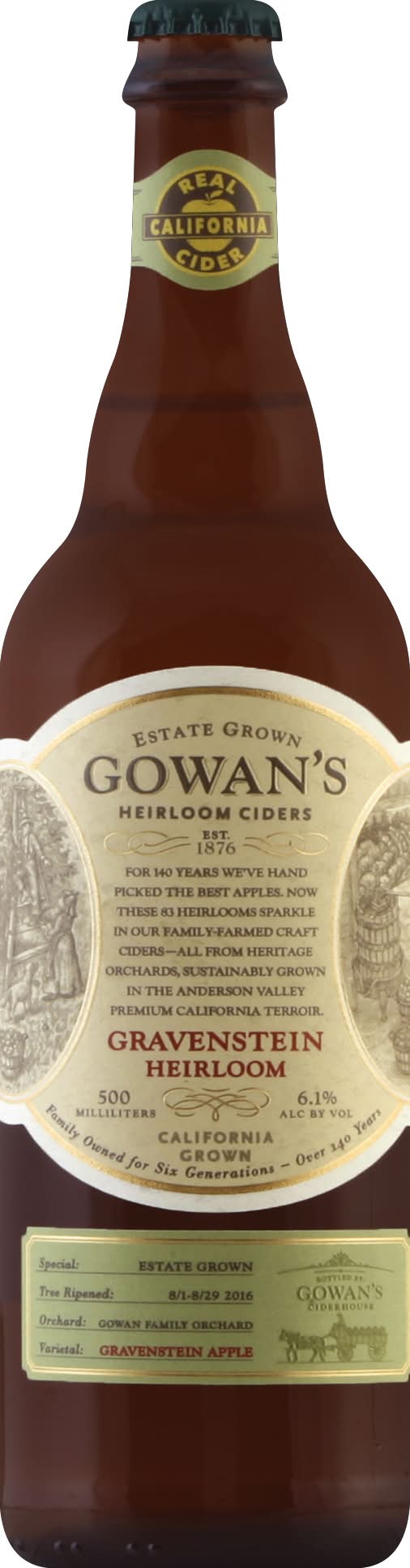 Gowan's Gravenstein Heirloom California Cider (500 ml)