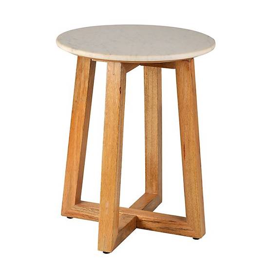 Bee & Willow™ Mango Wood Side Table in Natural/White Marble