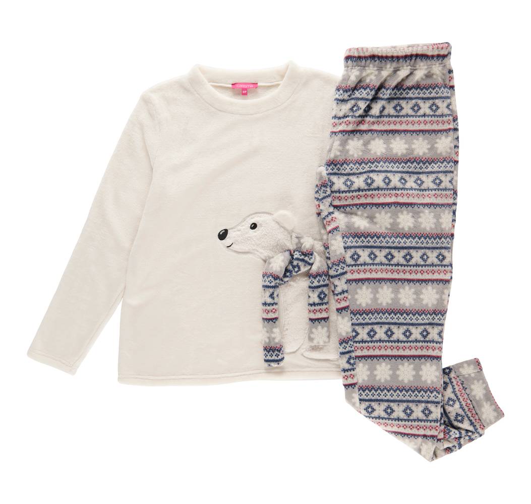 Ens. pyjama en tissu pelucheux façon vison Carisma pour femmes – 2 pièces (P, Imprime blan SC1) / Carisma Women's Minky Plush PJ Set, 2-Piece (S, White SC1)