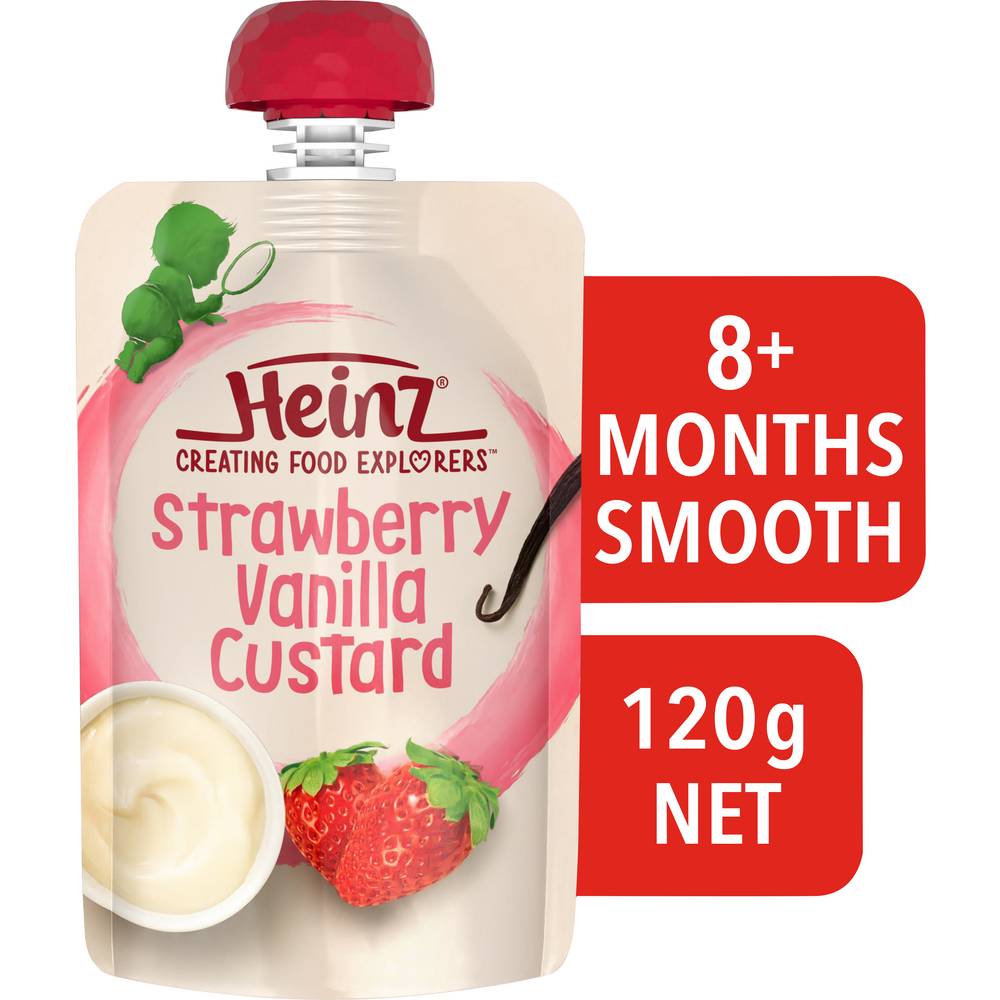 Heinz Little Treats Smooth 8+ Months Custard, Strawberry-Vanilla (120g)