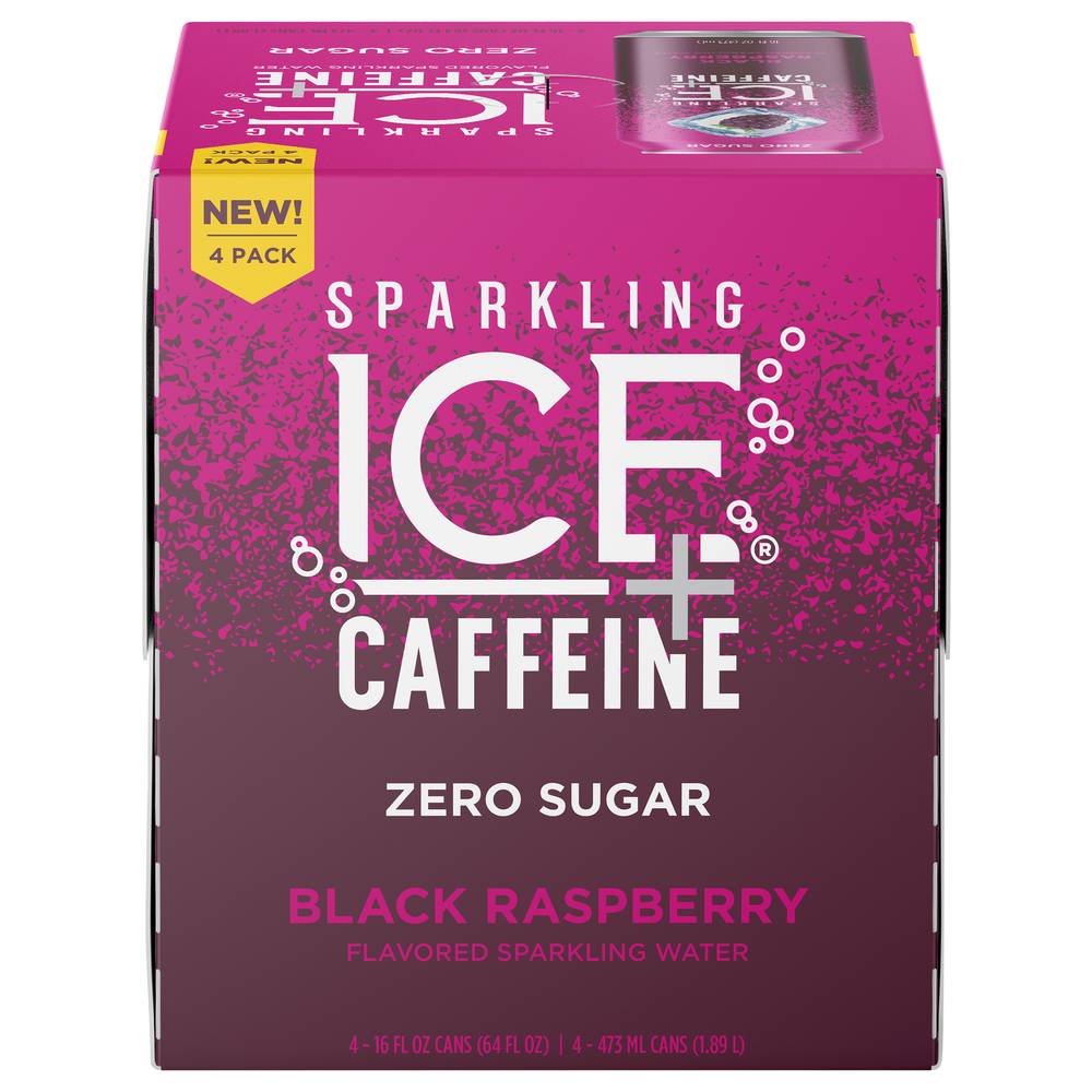 Sparkling Ice Caffeine Zero Sugar Black Raspberry Sparkling Water (4 ct, 64 fl oz)