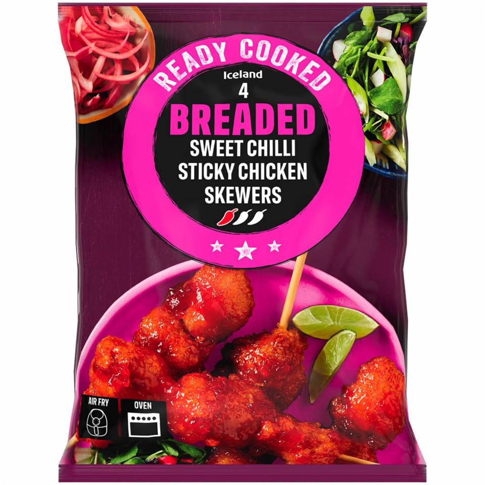 Iceland Breaded Sweet Chili Sticky Chicken Skewers (4 pack)