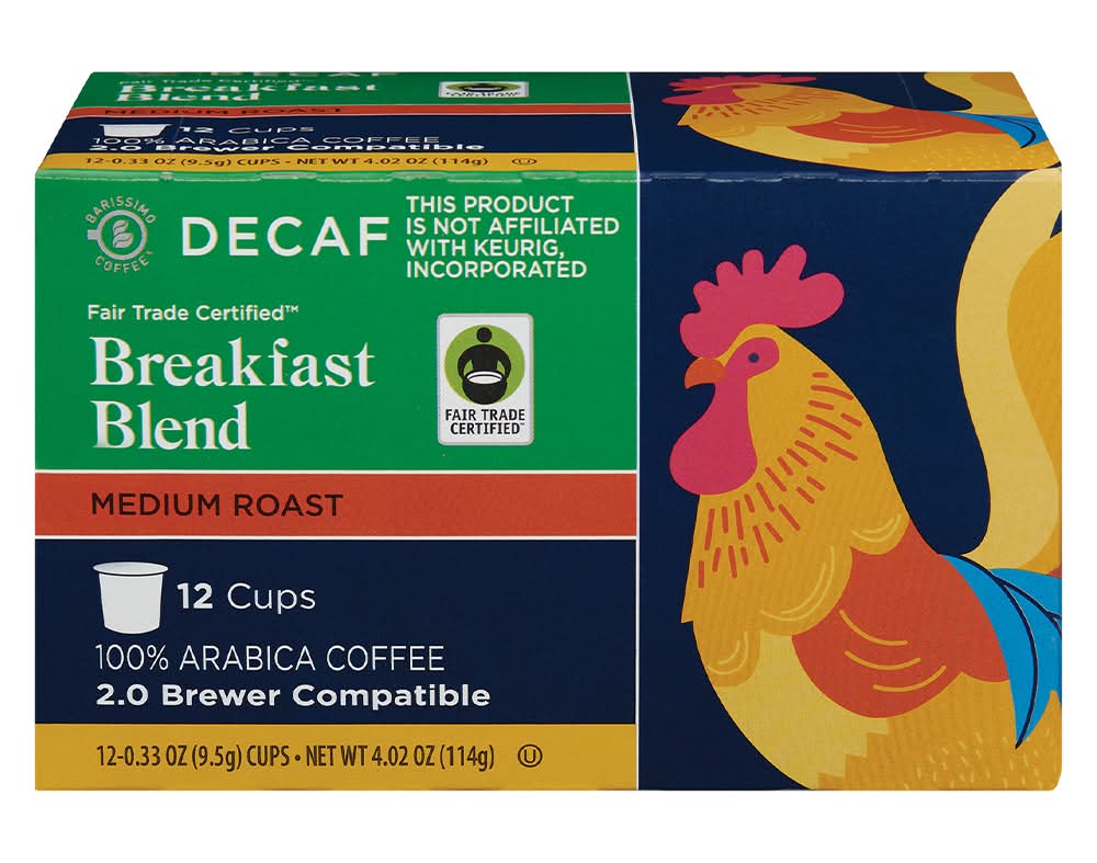 Barissimo Fair Trade Decaf Breakfast Blend Coffee Cups (12 x 0.33 oz)