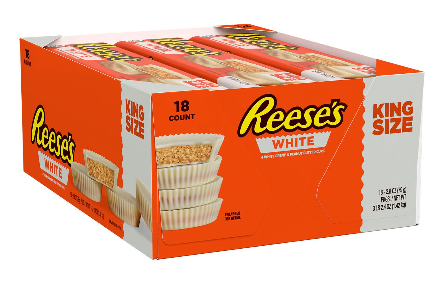 Reese's Peanut Butter Cups, King, White (2.8 oz, 18 ct)