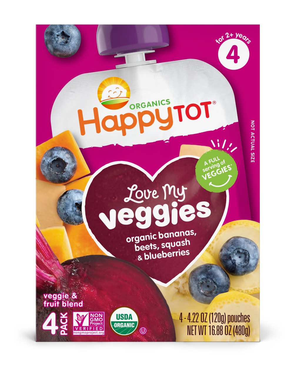 Happy Baby Organics Love My Veggies Stage 4 Baby Food (16.88 oz, 4 ct)