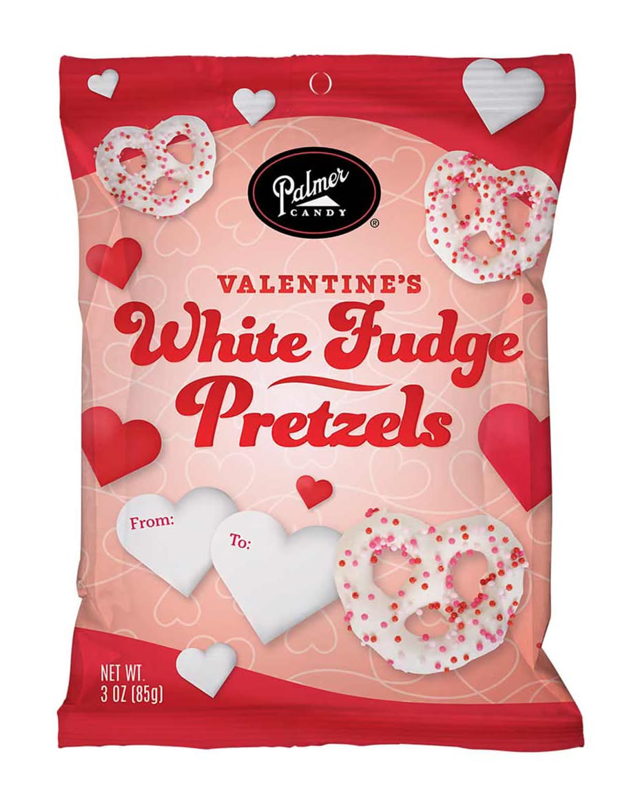 Palmer Candy Valentine's Fudge Pretzels, White (3 oz)