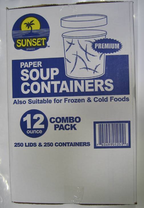 Sunset - 12 oz Paper Soup or Ice Cream Containers with Lids - 250 ct (1X250|1 Unit per Case)