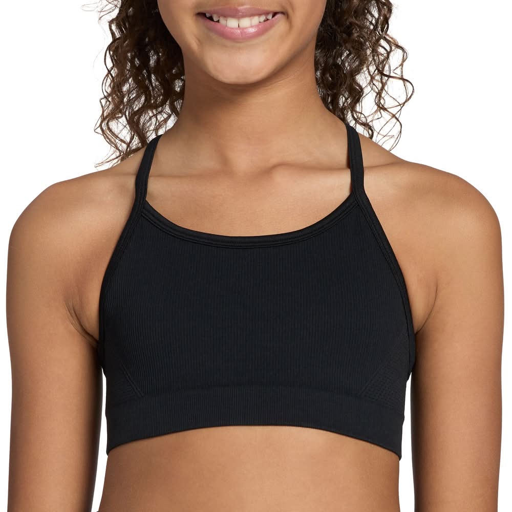 DSG Girls' Momentum Seamless Sports Bra (Pure Black, M)