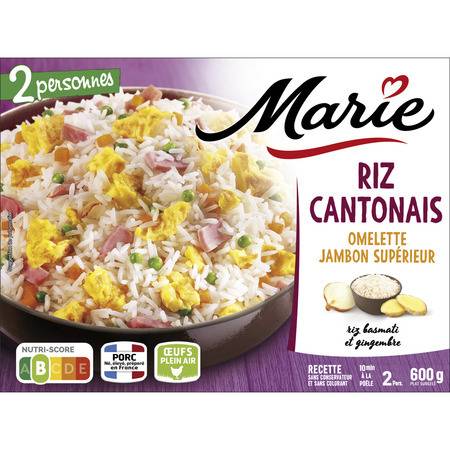Riz à la cantonaise omelette et jambon supérieur MARIE - le sachet de 600g