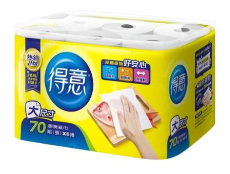 得意捲筒式廚房用紙巾70張*6捲