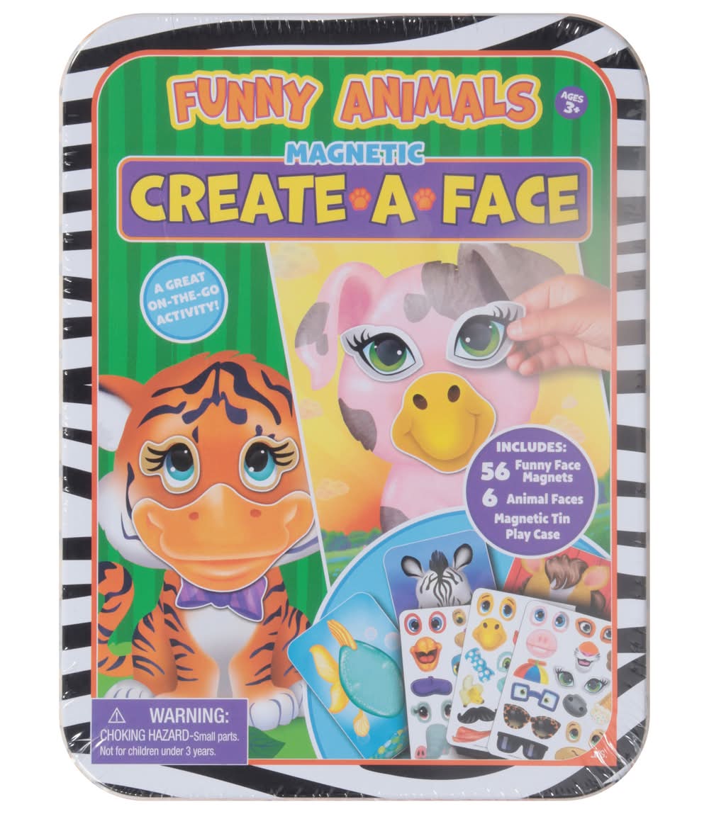 Bendon Funny Animals Magnetic Create-A-Face Tin Set (62 ct)