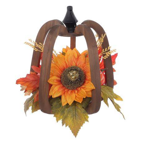 Wood Lantern With Flower