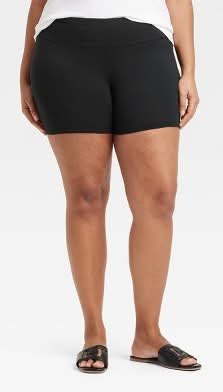 A New Day High Rise Cotton Inseam Bike Shorts, Women, 1X, Black