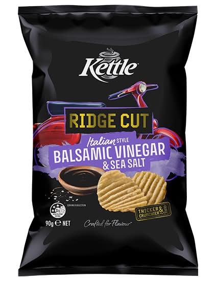 Kettle Ridge Cut Balsamic Vinegar & Sea Salt Chips 90G