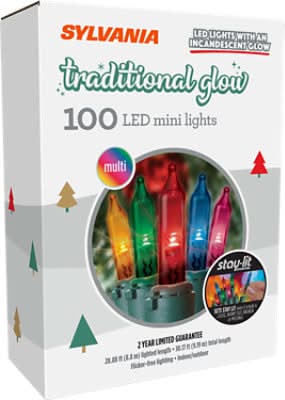 Sylvania Traditional Glow Mini Led Lights, 26 ft, Assorted (100 ct)