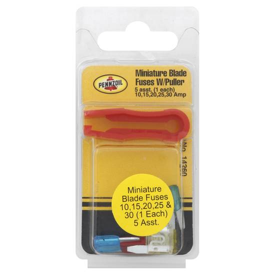 Pennzoil Miniature Blade Fuses With Puller (5 ct)