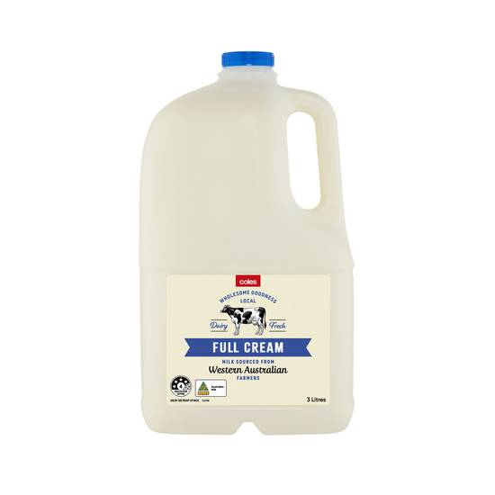 Coles Full Cream Milk 3L