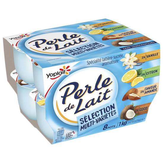 Yoplait - Yaourts aromatisé multi variétés perle de lait (8pièces) (vanille - citron - amande - coco)