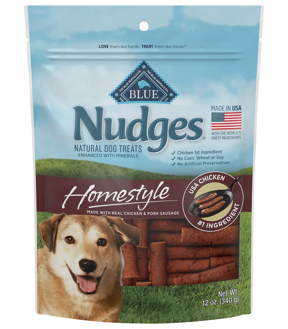 Blue Buffalo Nudges Homestyle Natural Dog Treats Chicken and Pork Bag, Chicken (12 oz)