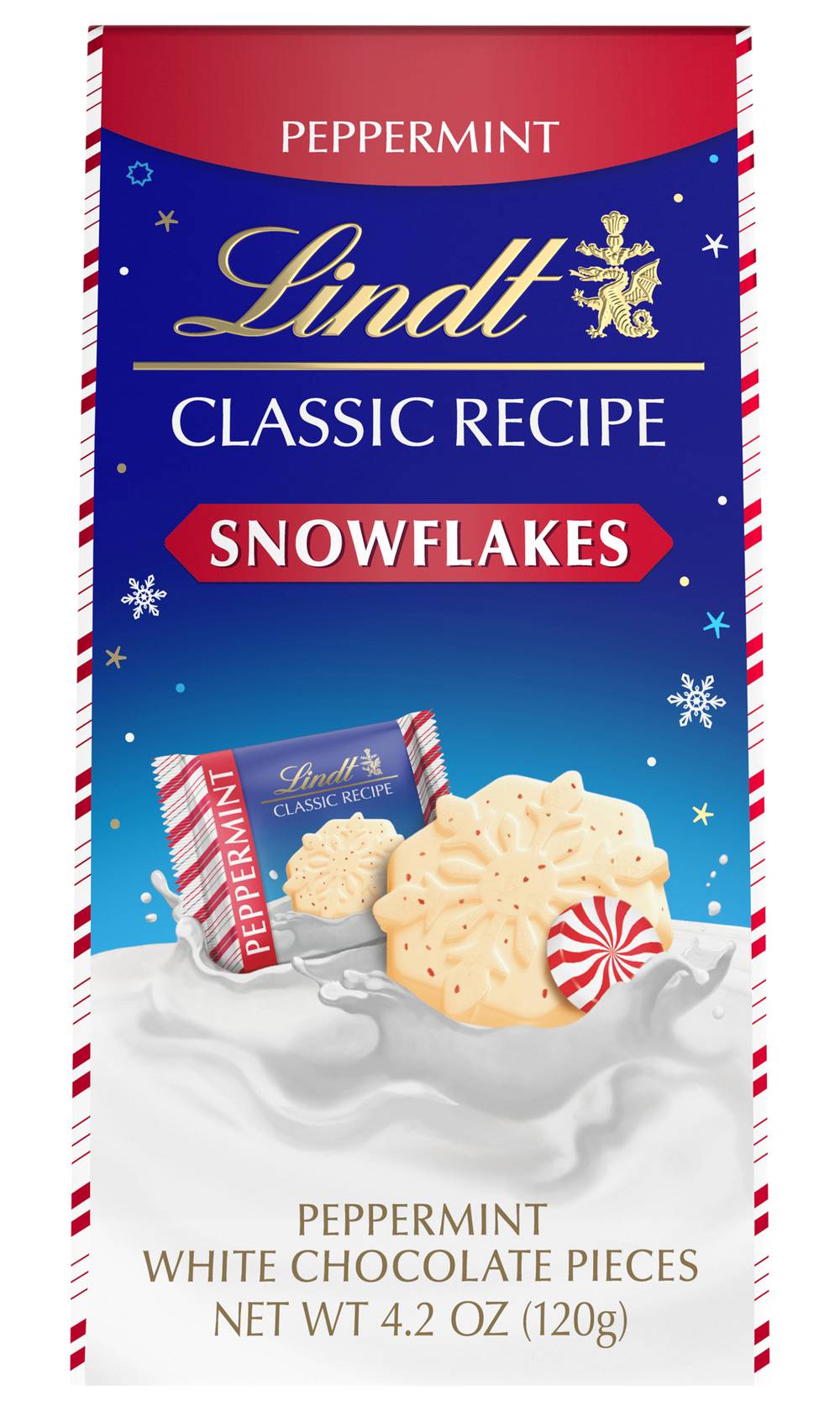 Lindt Classic Recipe Snowflakes Peppermint White Chocolate Candy Pieces (4.2 oz)
