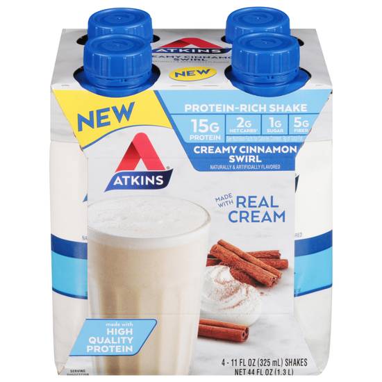Atkins Protein-Rich Creamy Cinnamon Swirl Shakes Cartons (4 ct, 44 fl oz )