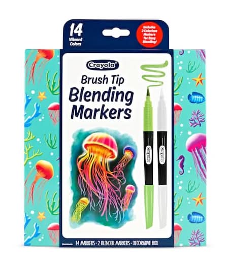 Crayola Brush Tip Blending Markers, Assorted (14 ct)