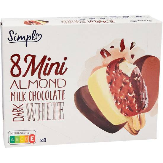 Simpl - Glaces au lait mini (noir - blanc/ amandes - chocolat)