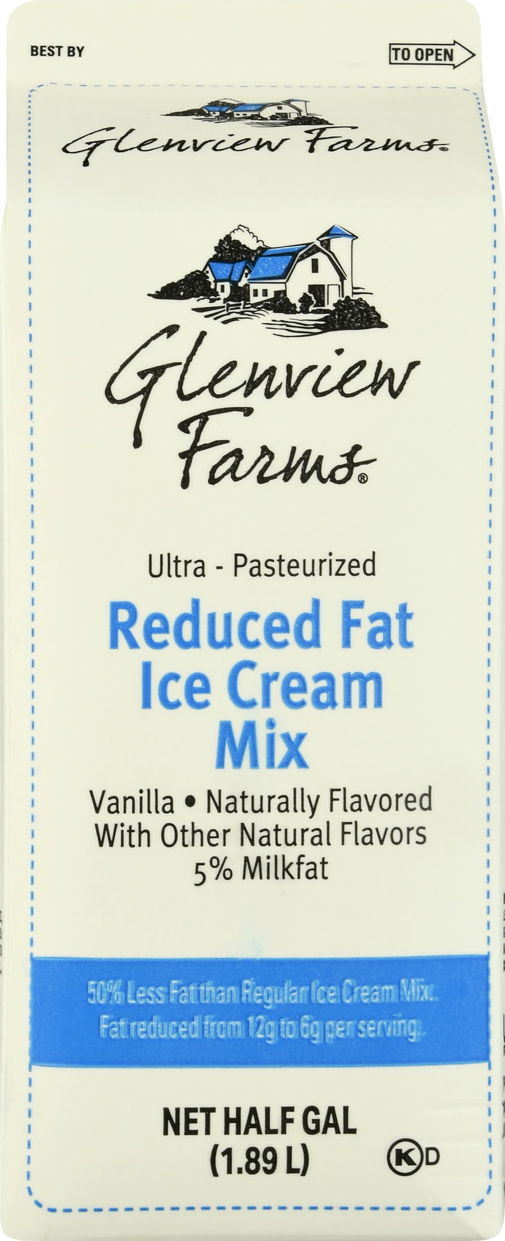 Glenview Farms Reduced Fat Ice Cream Mix, Vanilla (0.5 gal)