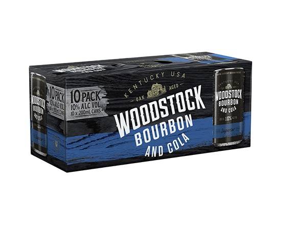Woodstock Bourbon & Cola 10% Cans 10x200mL