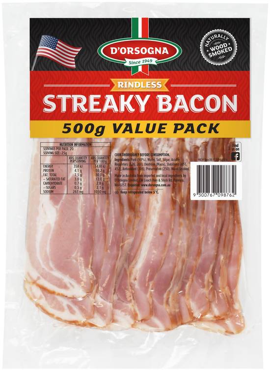 Dorsogna Bacon Premium Streaky 500g