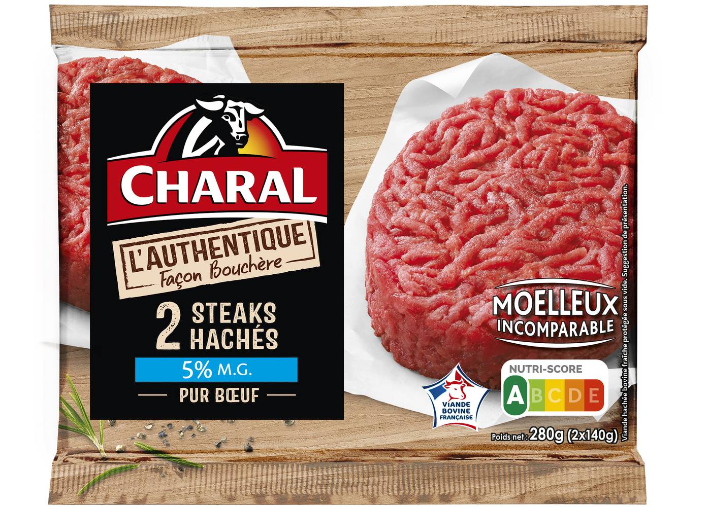 Charal - Steaks hachés pur bœuf (2 pièces)