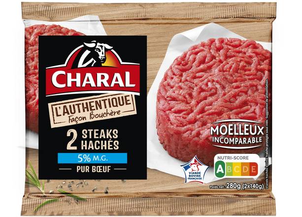 Charal - Steaks hachés pur bœuf (2 pièces)