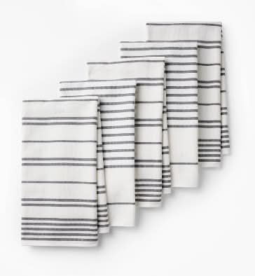 5pc Kitchen Towels Gray - Figmint™: Cotton Terry, Stripe Pattern, Machine Washable, OEKO-TEX Certified, 28"x18"