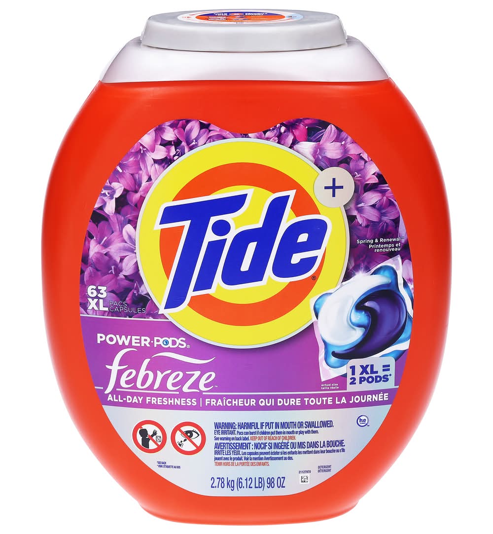 Tide Power Pods Febreze Odor Eliminator Laundry Detergent (102 oz, 63 ct)