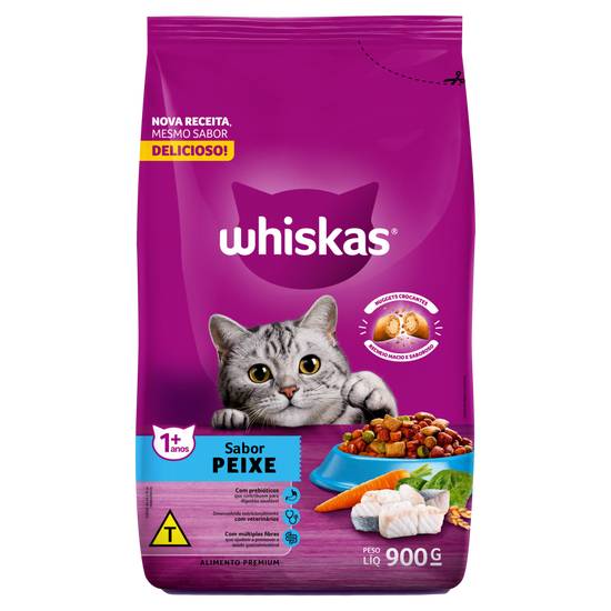 Whiskas ração seca sabor peixe para gatos 1+anos