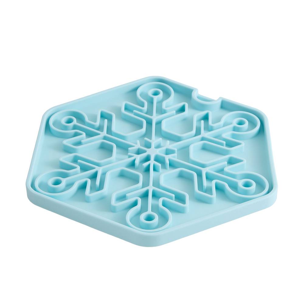 Pet Holiday Slow Feeder Licking Mat Snowflake, Blue