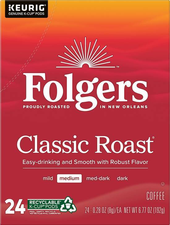 Folger's Classic Roast Coffee K Cup Pods (24x 2oz counts)