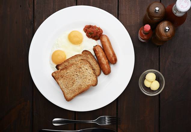 2 Eggs with toast and sausage
