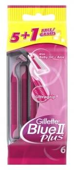 Maquinillas depilatorias desechables con aceite infantil y aloe Blue II Plus Gillette 5 ud.
