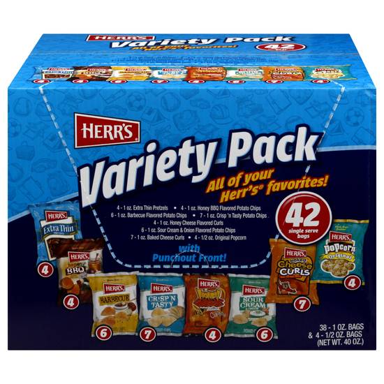 Herr's Variety pack Snacks (42 ct)